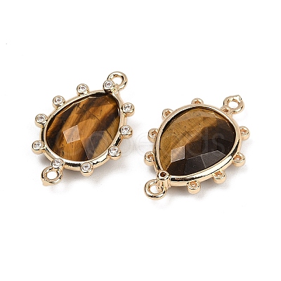 Natural Tiger Eye Faceted Connector Charms G-K347-07G-06-1