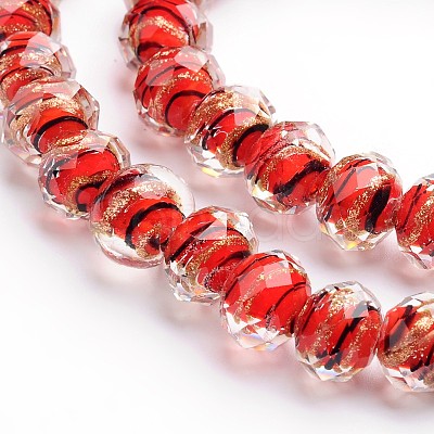 Handmade Gold Sand Lampwork Rondelle Beads Strands LAMP-I010-C-03-1