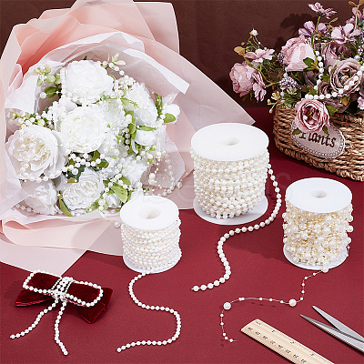 3Rolls 3 Styles Plastic Round Beaded Link Chains DIY-NB0015-31-1