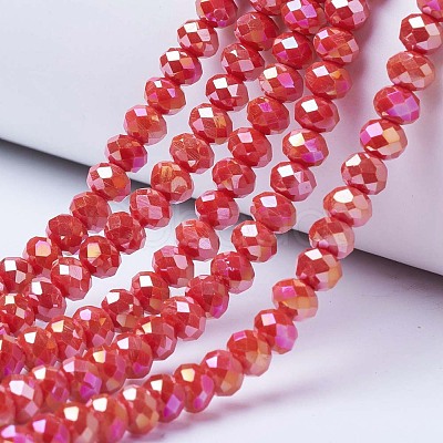 Electroplate Glass Beads Strands X-EGLA-A034-P6mm-B06-1
