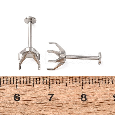 304 Stainless Steel Prong Earring Settings SA-CBA8B85-11E-03-1