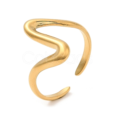 304 Stainless Steel Open Cuff Rings for Women STAS-D085-01G-1