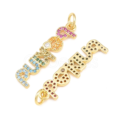 Brass Micro Pave Colorful Cubic Zirconia Pendants KK-P353-08G-1