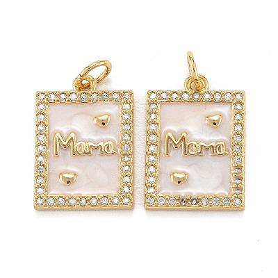 Mother's Day Brass Micro Pave Clear Cubic Zirconia Pendants X-ZIRC-A020-17G-1