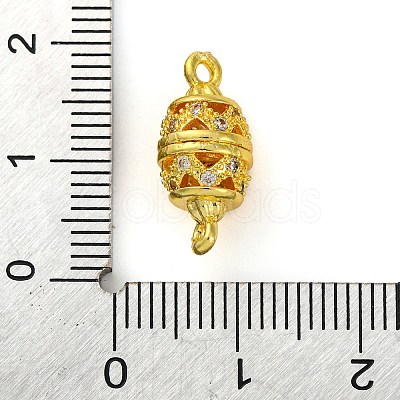 Brass Micro Pave Clear Cubic Zirconia Hollow Oval Connector Charms KK-A230-05B-G-1