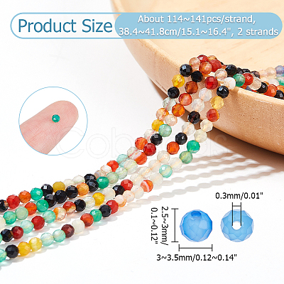 Nbeads 2 Strands Natural Multi-Color Agate Beads Strands G-NB0005-05-1