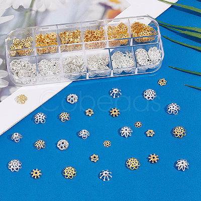 ARRICRAFT 240Pcs 12 Style Alloy & Iron & Brass Bead Caps DIY-AR0003-75-1