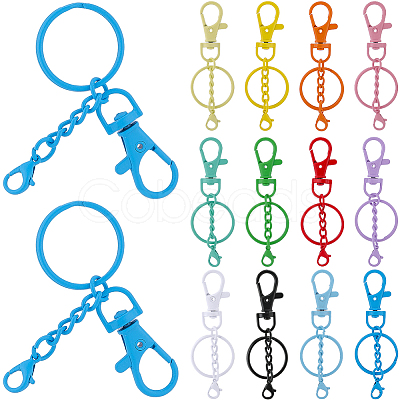 48Pcs 12 Colors Spray Printed Alloy Keychain Clasps FIND-SC0022-38-1