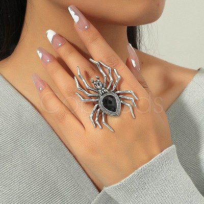 Alloy Rhinestone Finger Rings WG1192C-01-1