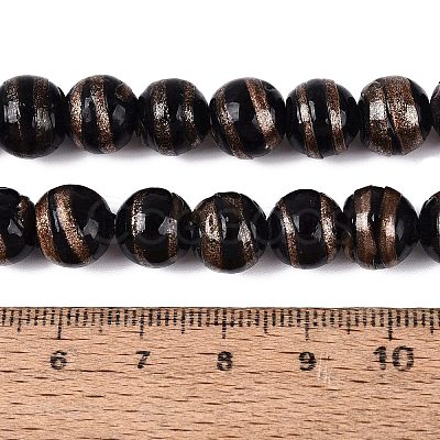 Handmade Gold Sand Lampwork Beads Strands LAMP-Q041-10A-1