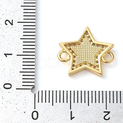 Rack Plating Brass Micro Pave Clear Cubic Zirconia Star Connector Charms KK-K385-097G-1