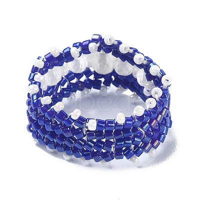 Glass Seed Bead Braided Rings RJEW-MZ00006-1