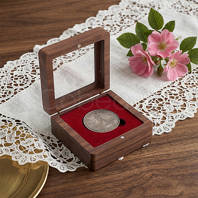 Wood Badge Packing Magnetic Boxes with Acrylic Visible Window Lid CON-WH0095-239A-02-1