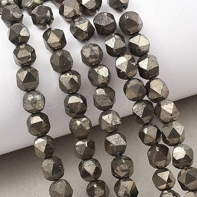 Natural Gold Pyrite/Golden Pyrite Beads Strands G-G458-I01-8mm-1