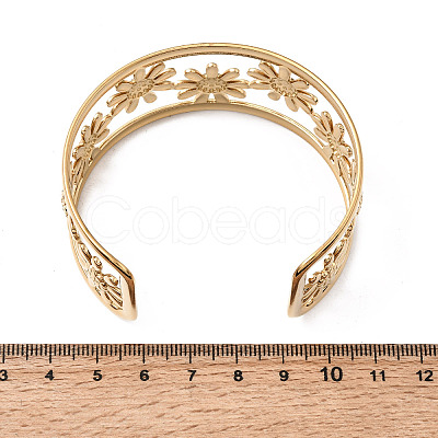 304 Stainless Steel Open Cuff BangleS for Women BJEW-K306-01G-1