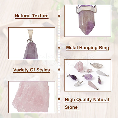 9Pcs 9 Styles Natural Gemstone Pendants G-PJ0001-02-1