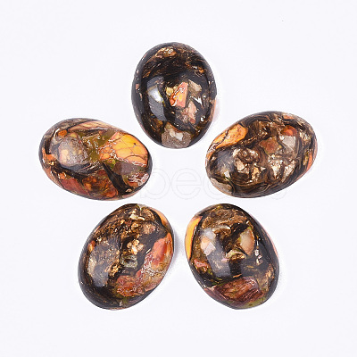 Assembled Synthetic Imperial Jasper and Bronzite Cabochons G-S329-080-1