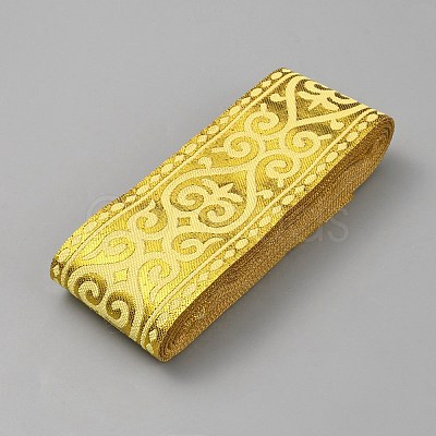 Ethnic Style Polyester Jacquard Flower Ribbon OCOR-WH0070-111A-1