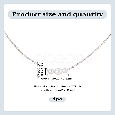 1Pc Zinc Alloy & ABS Plastic Imitation Pearl Potato Pendant Necklaces NJEW-LP0009-40P-1
