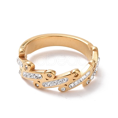 Crystal Rhinestone Oval Bar Finger Ring RJEW-D120-04G-1