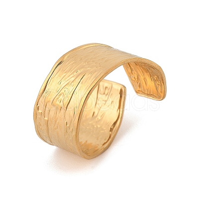 304 Stainless Steel Open Cuff Ring for Women LS-RJEW-M049-01G-03-1