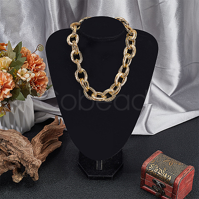 1Pc Zinc Alloy Twisted Double Ring Cable Chain Necklaces for Women NJEW-SP0001-12KCG-1