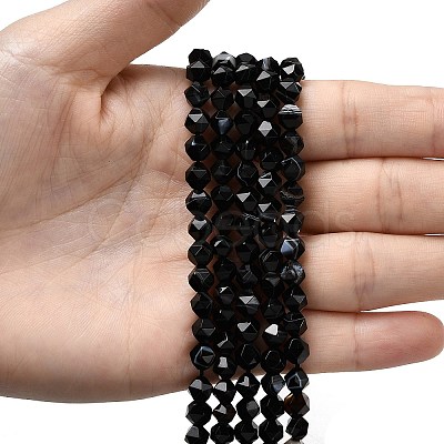 Natural Black Banded Agate/Striped AgateBeads Strands G-Z119-A03-01-1