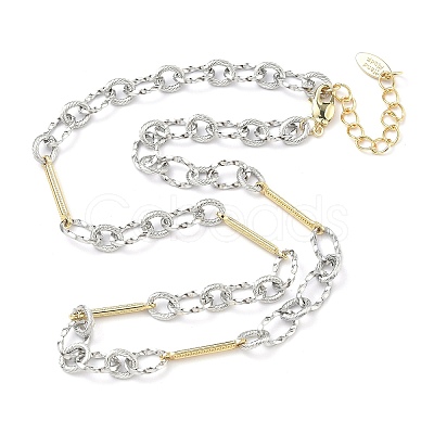 Two Tone Brass Twisted Figaro Chain Necklaces KK-C251-32GP-1