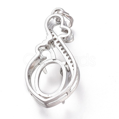 Brass Micro Pave Clear Cubic Zirconia Open Back Bezel Pendant Cabochon Settings ZIRC-I049-09P-1