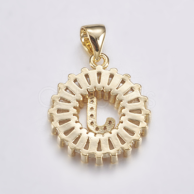 Long-Lasting Plated & Rack Plating Brass Micro Pave Cubic Zirconia Letter Pendants X-ZIRC-A007-03J-G-1