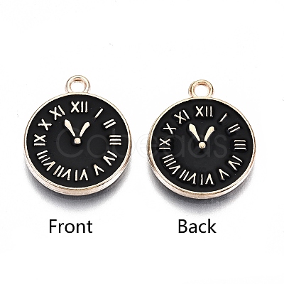 Light Gold Plated Alloy Double Side Enamel Pendants ENAM-Q033-11B-A-RS-1