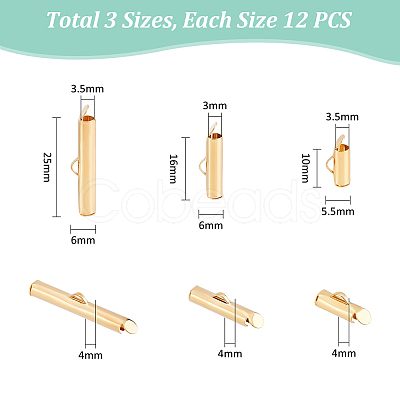 72Pcs 6 Styles 304 Stainless Steel Slide On End Clasp Tubes STAS-UN0058-13-1