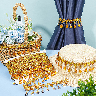 Polyester Tassel Lace Ribbon OCOR-WH0079-75F-1