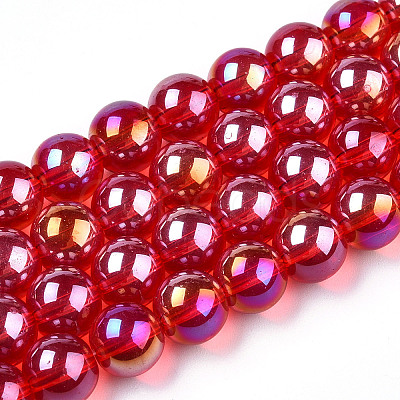 Electroplate Transparent Glass Beads Strands GLAA-T032-T8mm-AB09-1