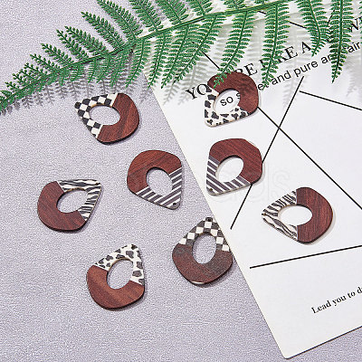 Printed Epoxy Resin & Wood Pendants RESI-CJ0001-11-1