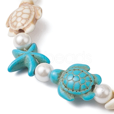 Synthetic Turquoise Beaded Stretch Bracelets for Women BJEW-JB11122-1