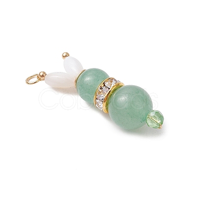 4Pcs 4 Styles Natural Carnelian & Rose Quartz & Green Aventurine & Amethyst Bunny Pendants PALLOY-TA00226-1