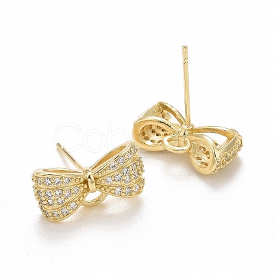 Rack Plating Brass Micro Pave Cubic Zirconia Earring Findings KK-C237-05G-1