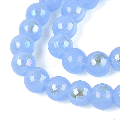 Electroplate Imitation Jade Glass Beads Strands EGLA-Q132-6MM-01B-10-1