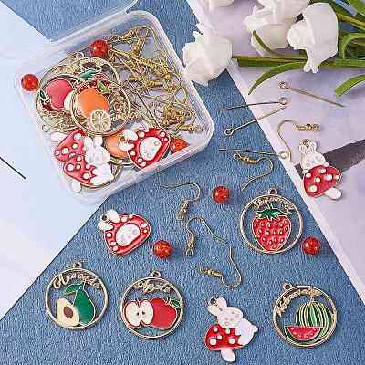 DIY Fruit & Rabbit Drop Earring Making Kit DIY-SZ0007-52-1