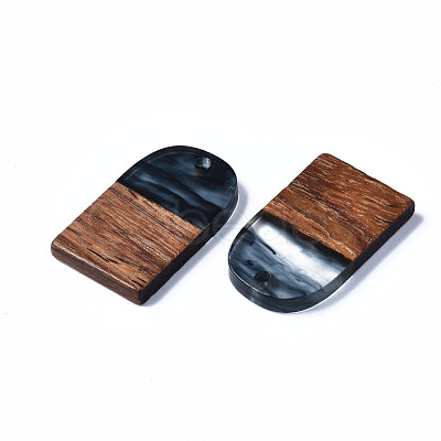 Transparent Resin & Walnut Wood Pendants RESI-T035-32D-1