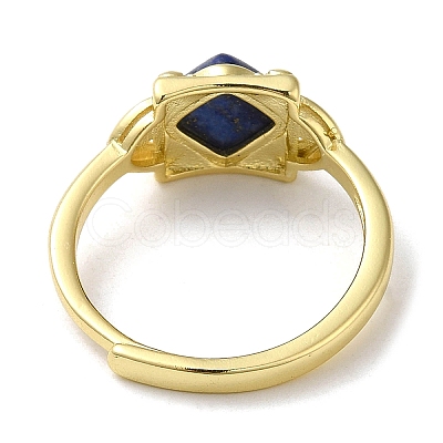 Adjustable Natural Mixed Gemstone Rhombus Finger Rings RJEW-M155-08G-1