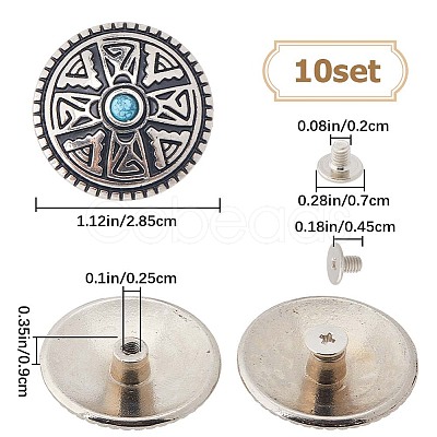 10 Sets Zinc Alloy Decorative Rivets BUTT-GF0001-20-1