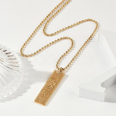 304 Stainless Steel Clear Cubic Zirconia Rectangle Constellation Pendant Necklaces for Women Men NJEW-S435-01G-G-1