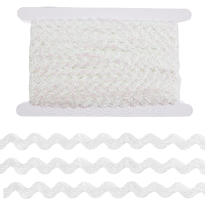 3 Rolls Polyester Glitter Wavy Fringe Trim Ribbon OCOR-GF0004-45B-1