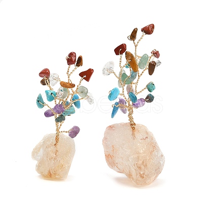Natural Mixed Gemstone Chips Tree of Life Display Decorations AJEW-JD00015-02-1