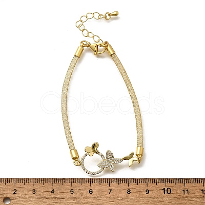 Brass Micro Pave Clear Cubic Zirconia Link Bracelets for Women BJEW-A029-01B-G-1