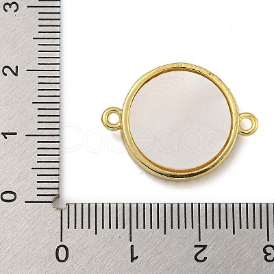 Rack Plating Brass Micro Pave Clear Cubic Zirconia Flat Round Connector Charms KK-I718-47G-01-1