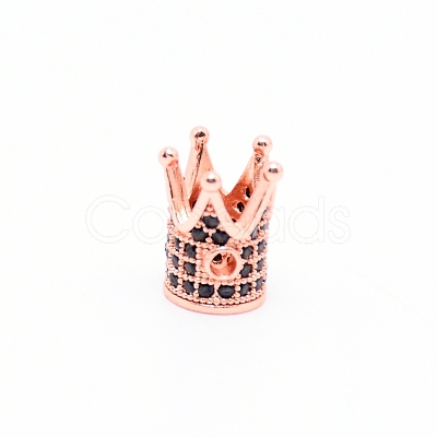 Brass Micro Pave Cubic Zirconia Beads X-ZIRC-WH0002-03RG-1
