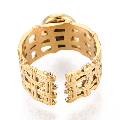 304 Stainless Steel Cuff Ring Components STAS-T066-53G-1